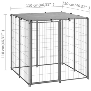 Canile Recinto per Cani Argento 110x110x110 cm in Acciaio cod mxl 48547