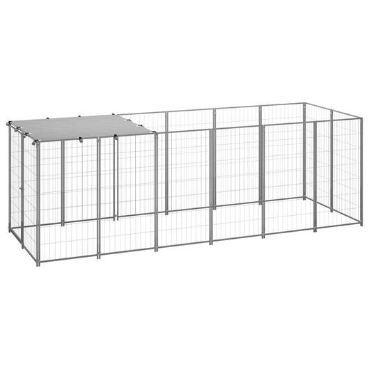 Canile Recinto per Cani Argento 330x110x110 cm in Acciaio 150786