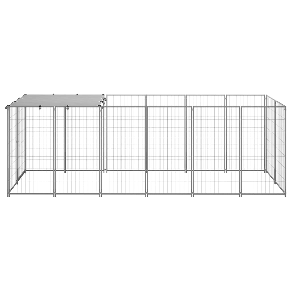 Canile Recinto per Cani Argento 330x110x110 cm in Acciaio 150786