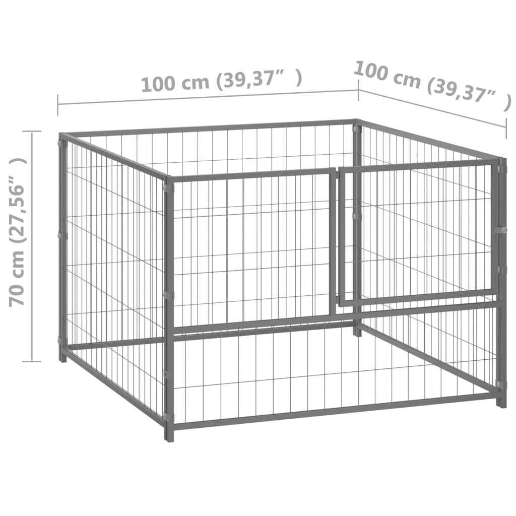 Gabbia per Cani Argento 100x100x70 cm in Acciaio 150792