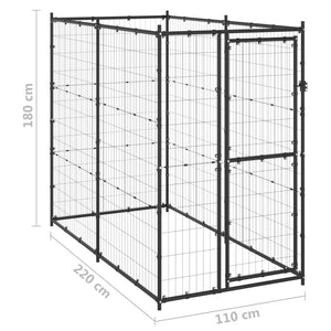 Gabbia per Cani da Esterno in Acciaio 110x220x180 cm 150796