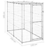 Gabbia per Cani da Esterno in Acciaio con Tetto 110x220x180 cm cod mxl 55965