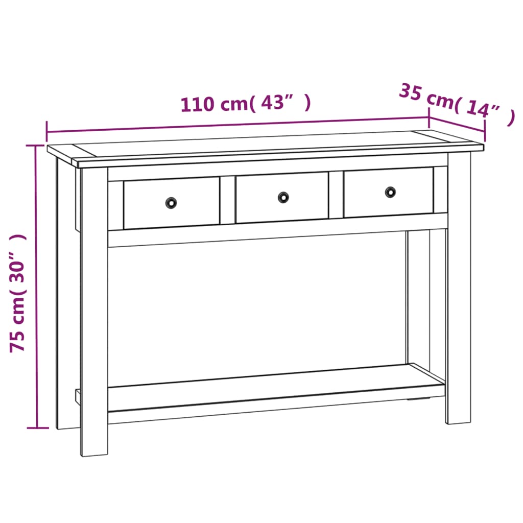 Tavolo Consolle 110x35x75 cm in Legno Massello di Rovere 329925