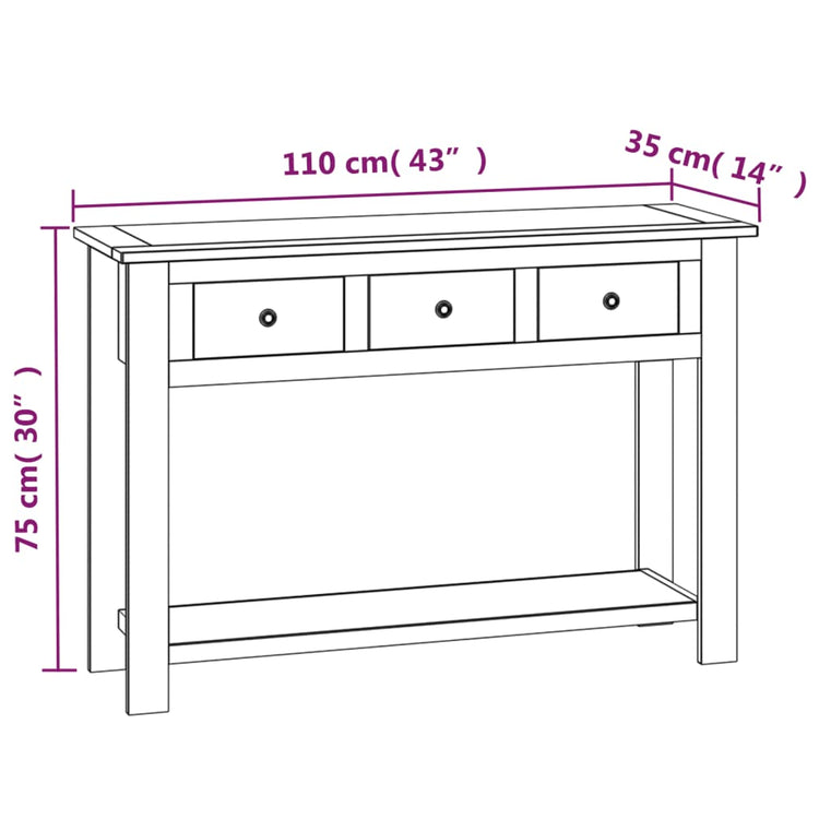 Tavolo Consolle 110x35x75 cm in Legno Massello di Rovere 329925