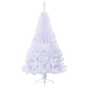 Albero Natale a Metà con Luci e Supporto Bianco 150 cm PVC