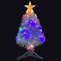 Albero Natale Artificiale LED Bianco 64 cm Fibra Ottica