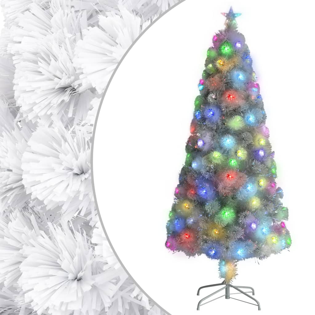 Albero Natale Artificiale con LED Bianco 150 cm in Fibra Ottica 328450