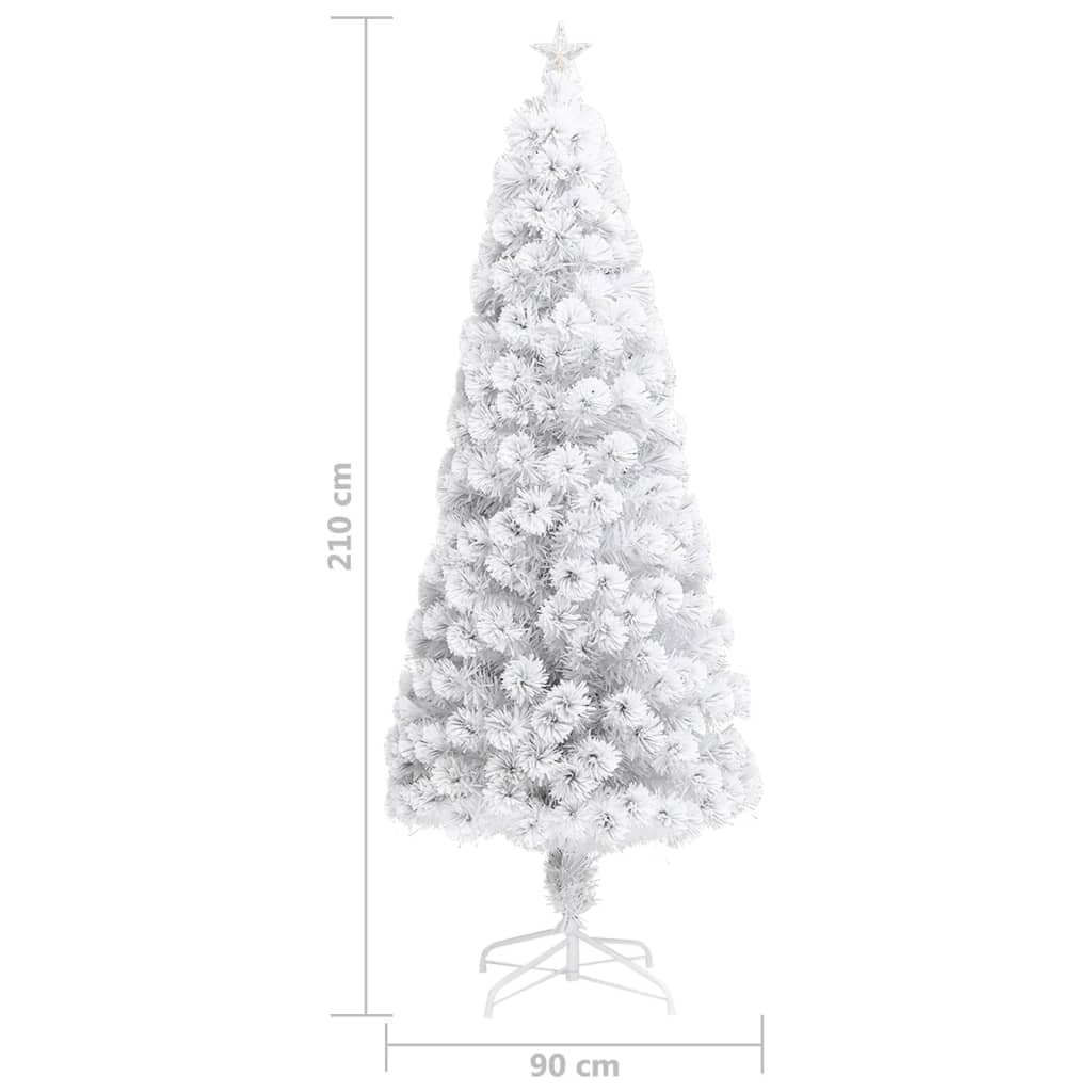 Albero Natale Preilluminato Bianco 210 cm in Fibra Ottica 328452