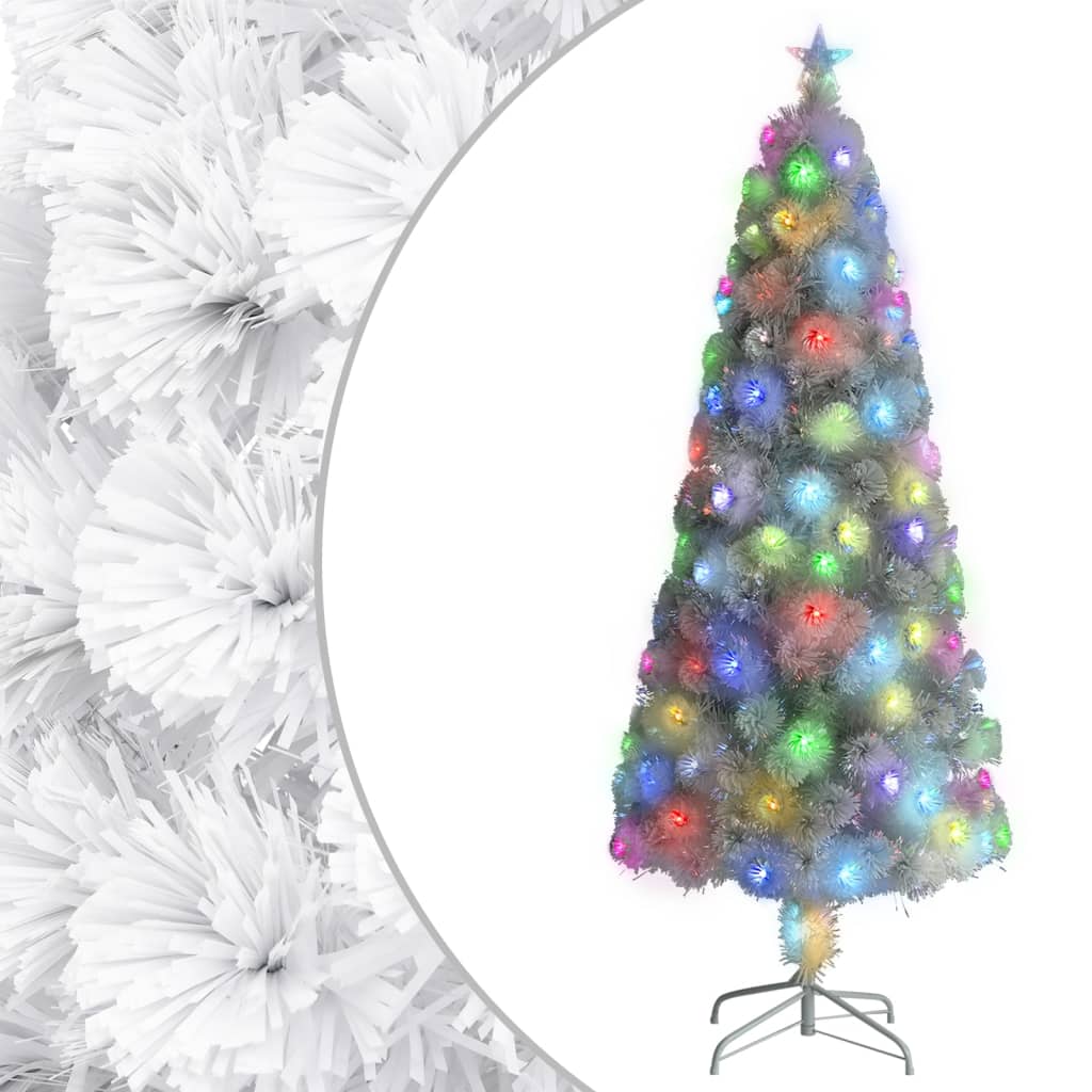 Albero Natale Artificiale LED Bianco 240 cm Fibra Ottica