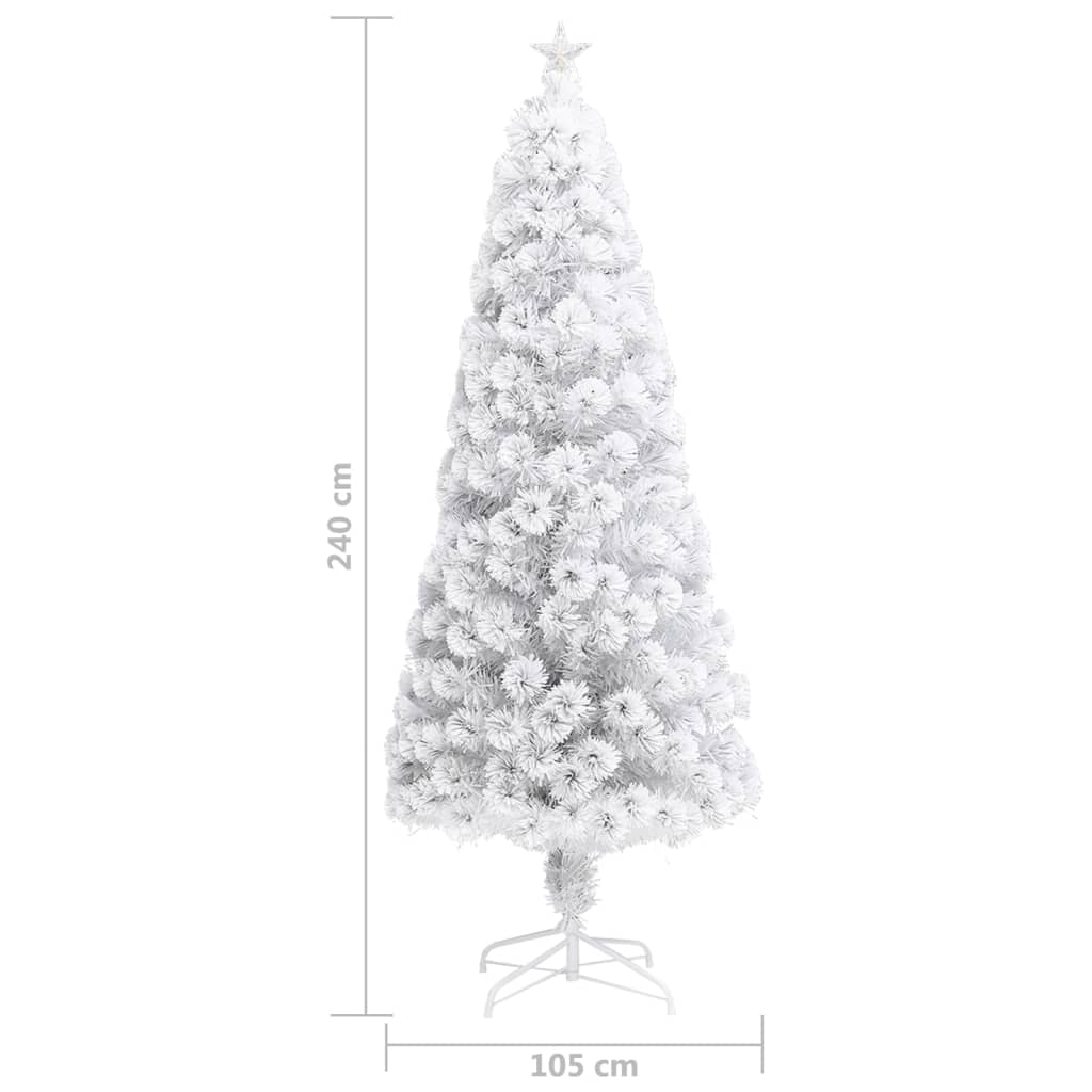 Albero Natale Artificiale LED Bianco 240 cm Fibra Ottica