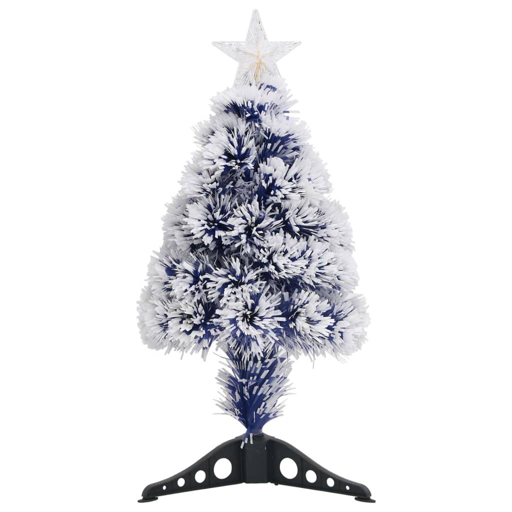 Albero Natale Artificiale LED Bianco e Blu 64 cm Fibra Ottica 328454