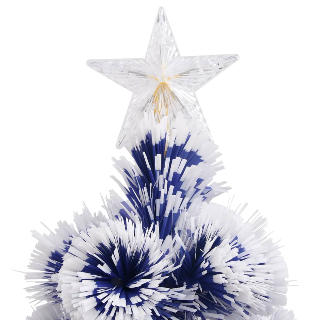 Albero Natale Artificiale LED Bianco e Blu 64 cm Fibra Ottica