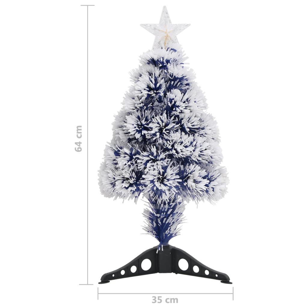 Albero Natale Artificiale LED Bianco e Blu 64 cm Fibra Ottica