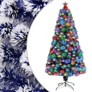 Albero Natale Artificiale LED Bianco e Blu 120 cm Fibra Ottica 328455