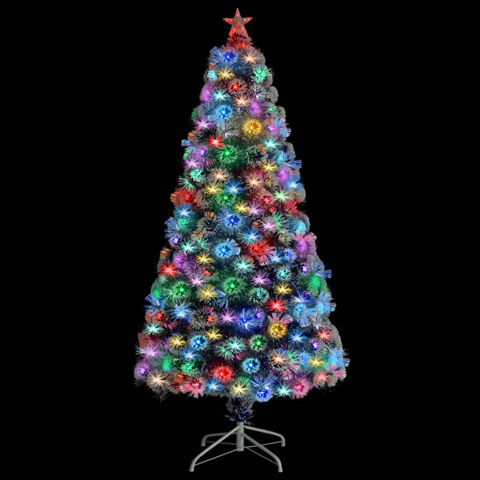 Albero Natale Artificiale LED Bianco e Blu 120 cm Fibra Ottica 328455