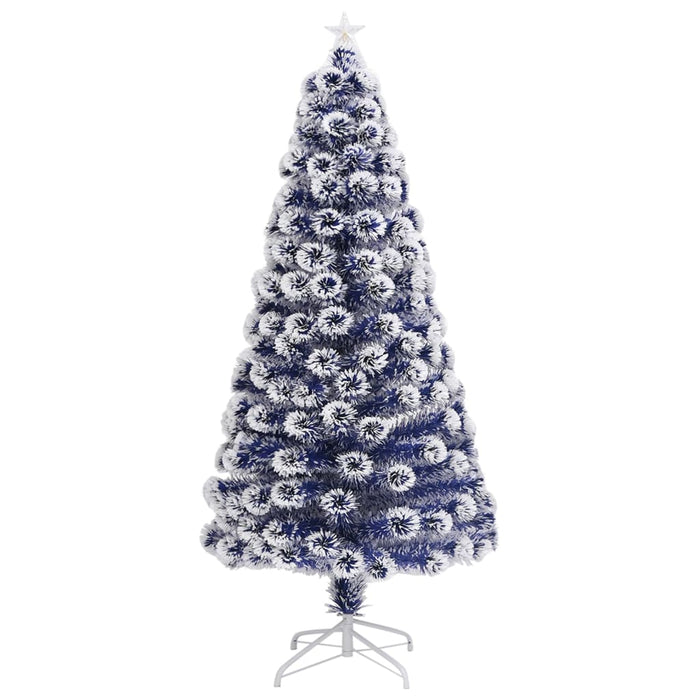 Albero Natale Artificiale LED Bianco e Blu 120 cm Fibra Ottica 328455