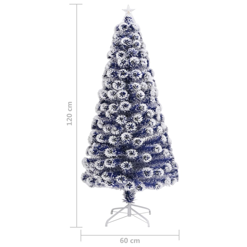 Albero Natale Artificiale LED Bianco e Blu 120 cm Fibra Ottica 328455