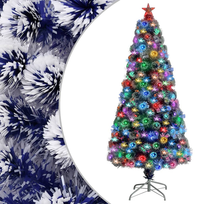 Albero Natale Preilluminato Bianco e Blu 150 cm in Fibra Ottica 328456