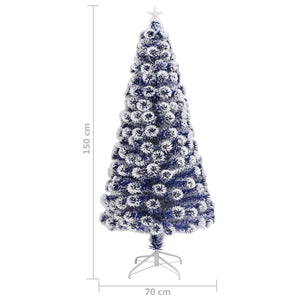 Albero Natale Preilluminato Bianco e Blu 150 cm in Fibra Ottica 328456