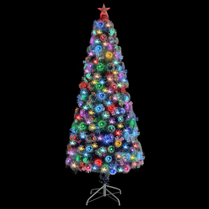 Albero Natale Artificiale LED Bianco e Blu 180 cm Fibra Ottica 328457