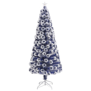 Albero Natale Artificiale LED Bianco e Blu 180 cm Fibra Ottica 328457