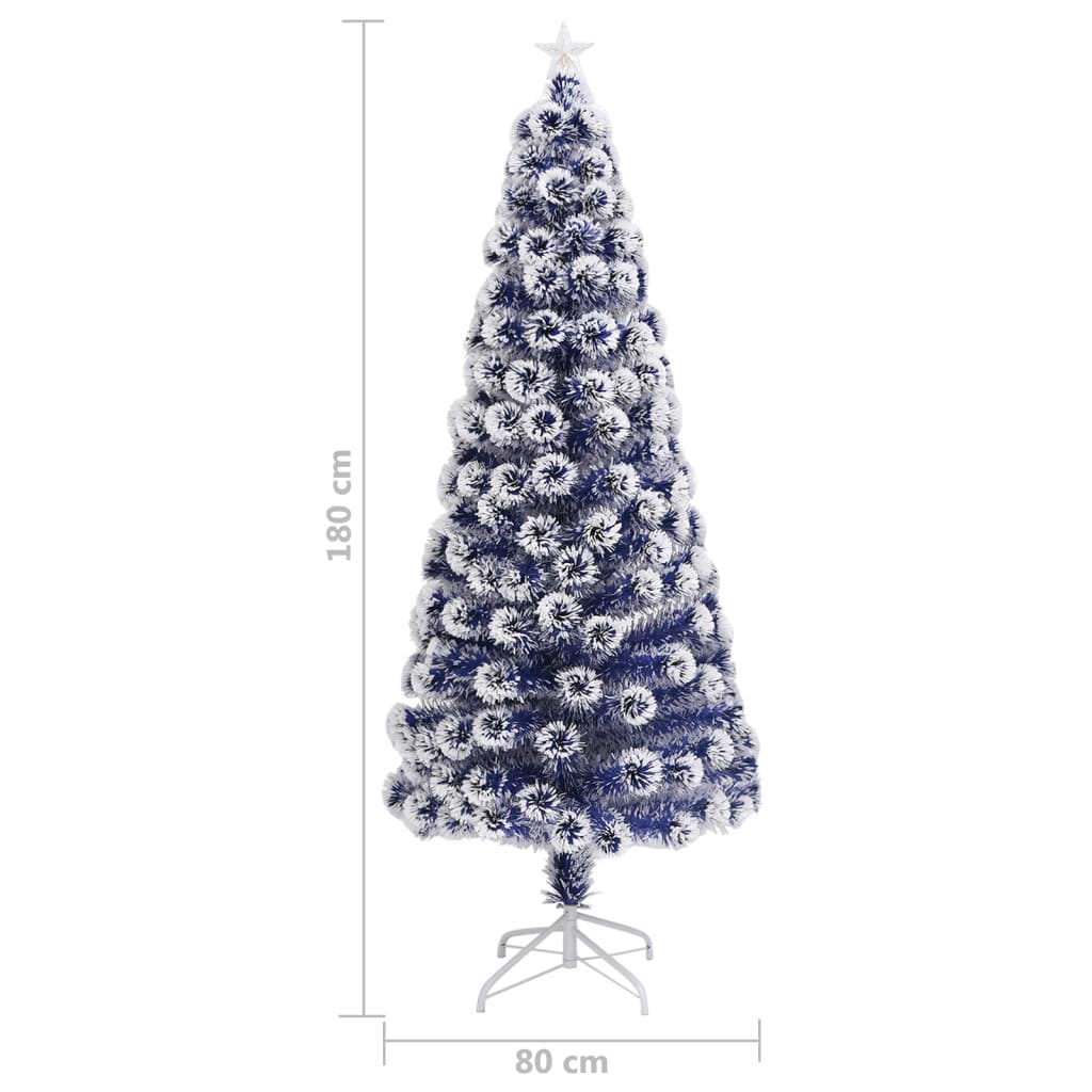 Albero Natale Artificiale LED Bianco e Blu 180 cm Fibra Ottica 328457