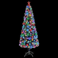 Albero Natale Artificiale LED Bianco e Blu 210 cm Fibra Ottica 328458