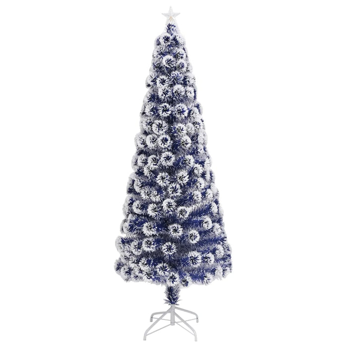 Albero Natale Artificiale LED Bianco e Blu 240 cm Fibra Ottica 328459