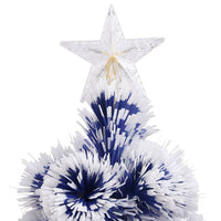 Albero Natale Artificiale LED Bianco e Blu 240 cm Fibra Ottica 328459