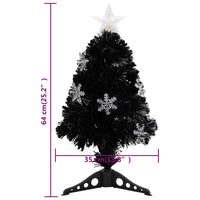 Albero di Natale con Fiocchi di Neve LED Nero 64cm Fibra Ottica