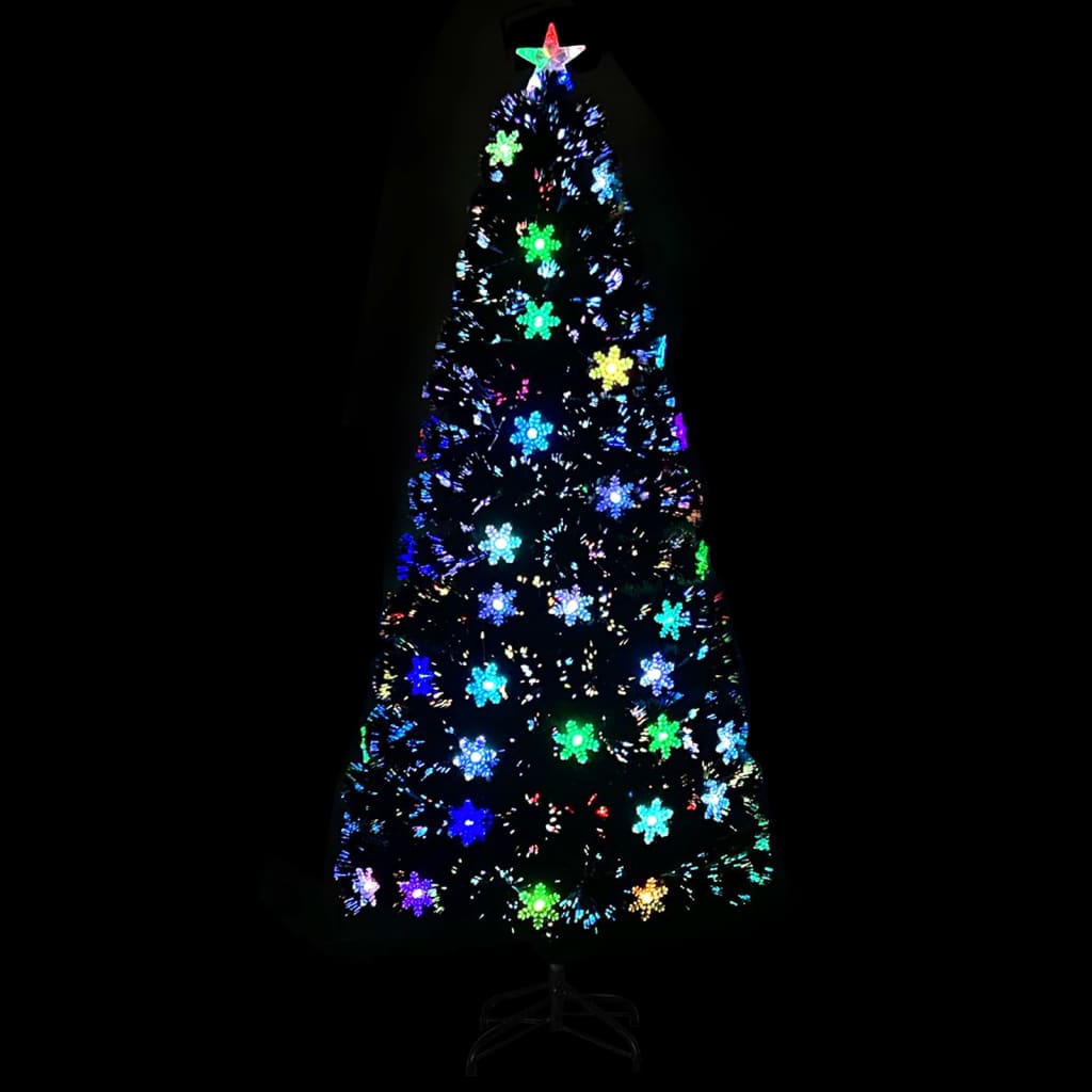 Albero Natale con Fiocchi di Neve a LED Nero 180cm Fibra Ottica 328463