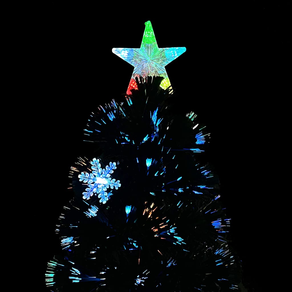 Albero Natale con Fiocchi di Neve a LED Nero 180cm Fibra Ottica 328463