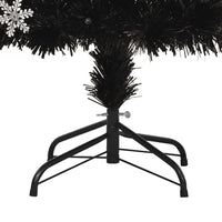 Albero Natale con Fiocchi di Neve a LED Nero 180cm Fibra Ottica 328463