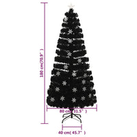 Albero Natale con Fiocchi di Neve a LED Nero 180cm Fibra Ottica 328463