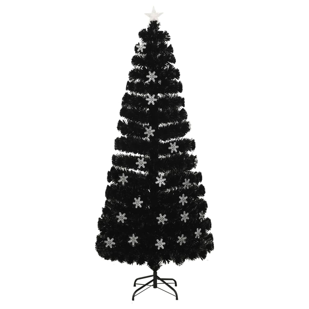 Albero Natale con Fiocchi di Neve a LED Nero 210cm Fibra Ottica cod 12189