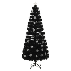 Albero Natale con Fiocchi di Neve a LED Nero 210cm Fibra Ottica cod 12189