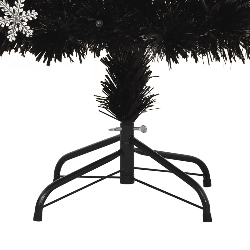 Albero Natale con Fiocchi di Neve a LED Nero 210cm Fibra Ottica cod 12189