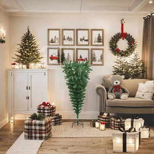 Albero di Natale Artificiale Capovolto con Supporto Verde 120 cm PVC 329172