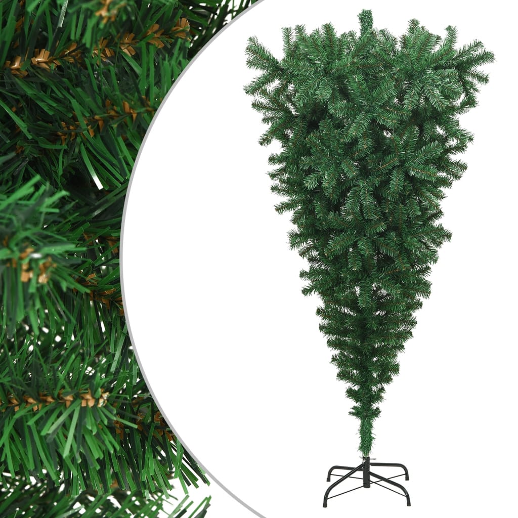 Albero di Natale Artificiale Capovolto con Supporto Verde 210 cm PVC 329175