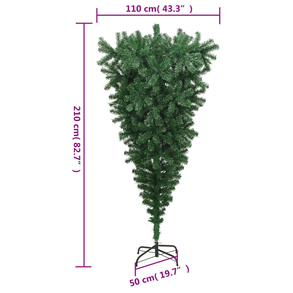 Albero di Natale Artificiale Capovolto con Supporto Verde 210 cm PVC 329175