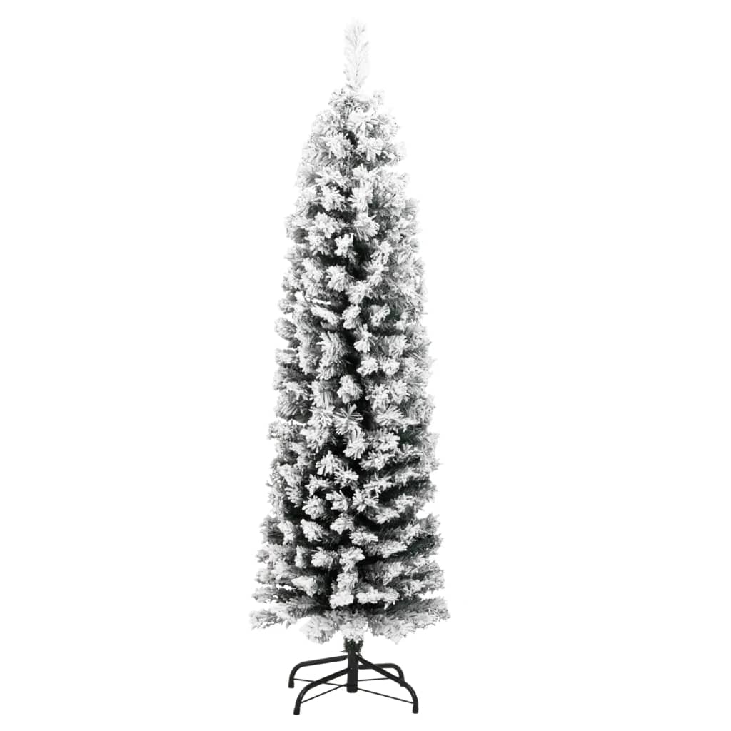 Albero di Natale Artificiale Sottile con Neve Verde 120 cm PVC cod mxl 17064