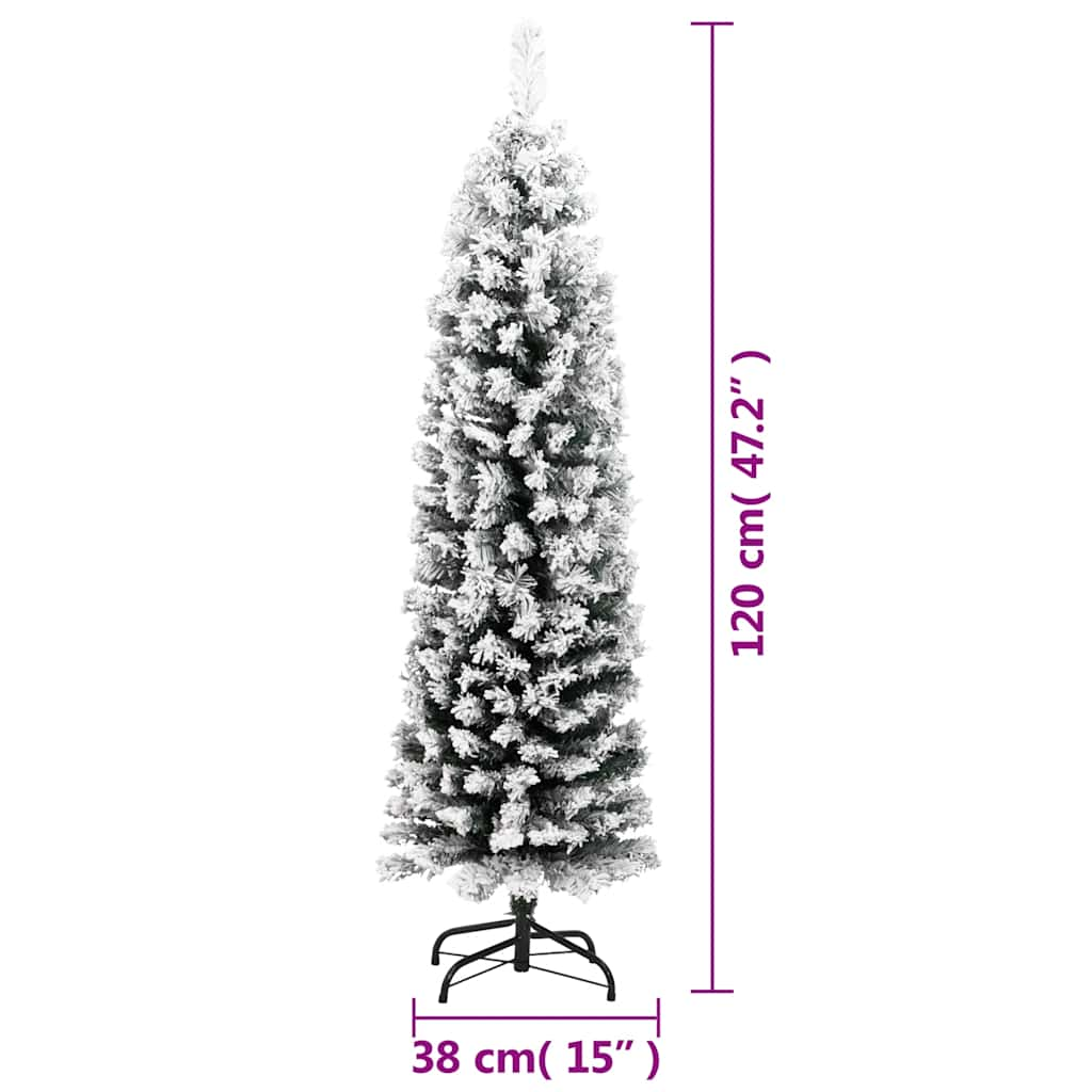 Albero di Natale Artificiale Sottile con Neve Verde 120 cm PVC cod mxl 17064