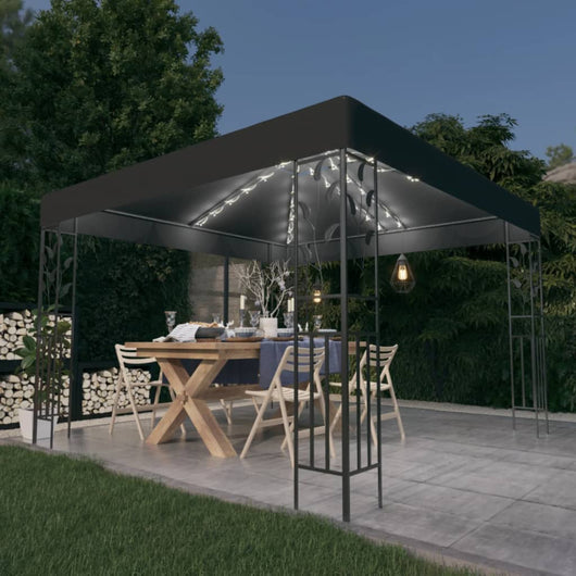 Gazebo con Stringa di Luci LED 3x3 m Antracite 3070296