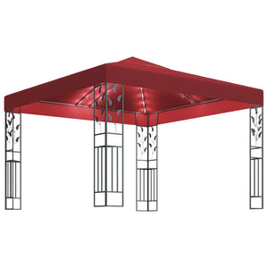 Gazebo con Stringa di Luci LED 3x3 m Rosso Vino 3070297