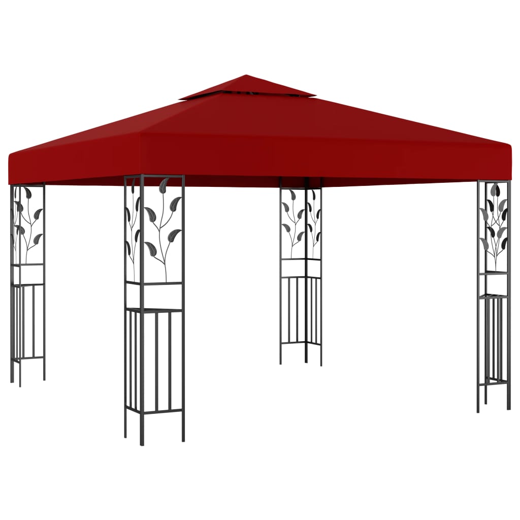 Gazebo con Stringa di Luci LED 3x3 m Rosso Vino 3070297