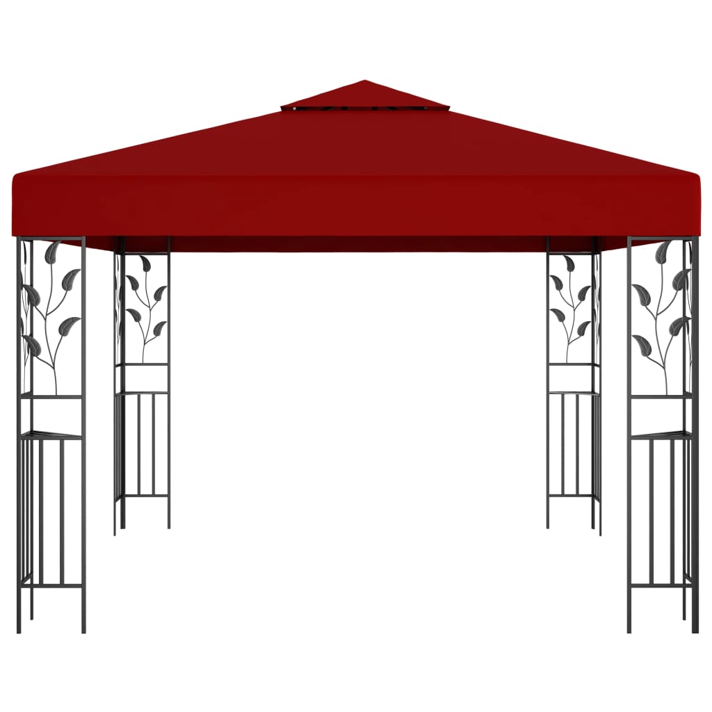 Gazebo con Stringa di Luci LED 3x3 m Rosso Vino 3070297