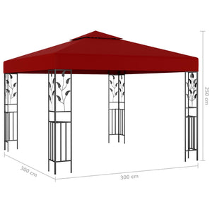 Gazebo con Stringa di Luci LED 3x3 m Rosso Vino 3070297