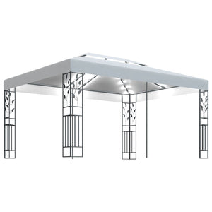 Gazebo con Tetto Doppio e Stringa di Luci LED 3x4 m Bianco cod mxl 66364