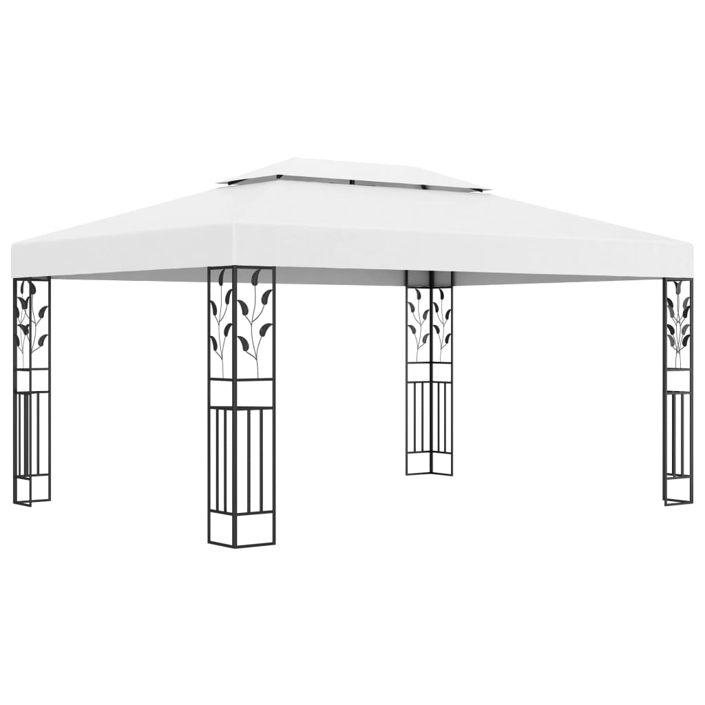 Gazebo con Tetto Doppio e Stringa di Luci LED 3x4 m Bianco cod mxl 66364