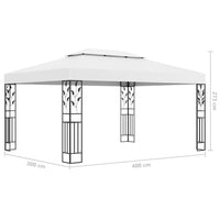 Gazebo con Tetto Doppio e Stringa di Luci LED 3x4 m Bianco cod mxl 66364